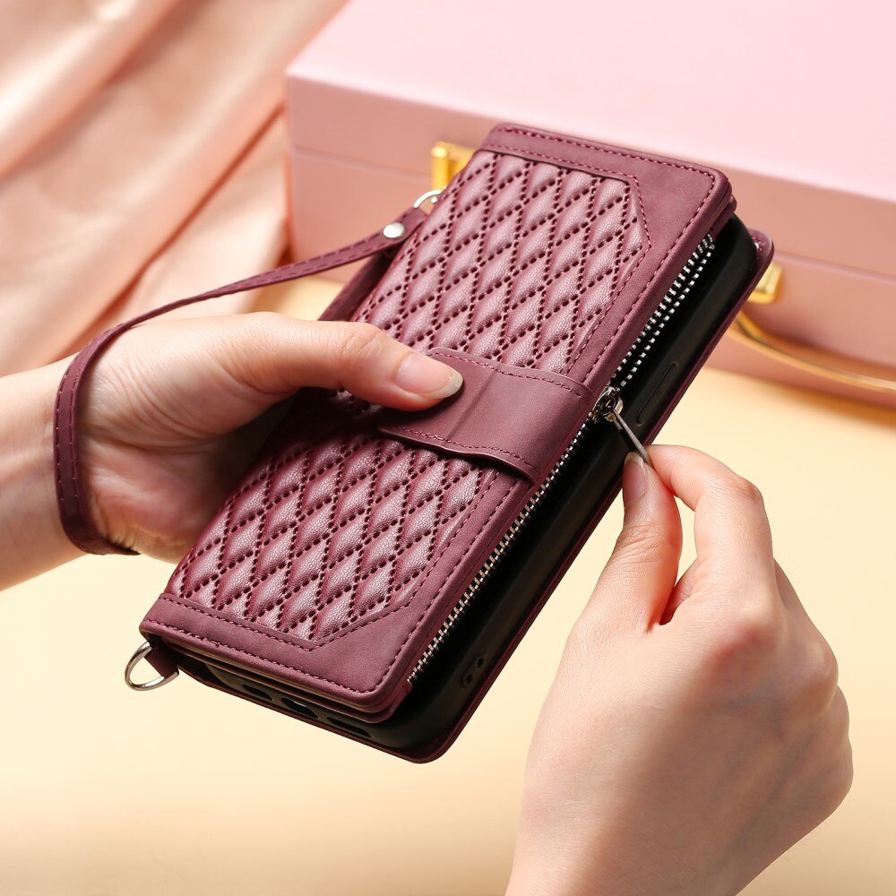 iPhone 15 Plus Brieftasche Hülle Quilted Weiß