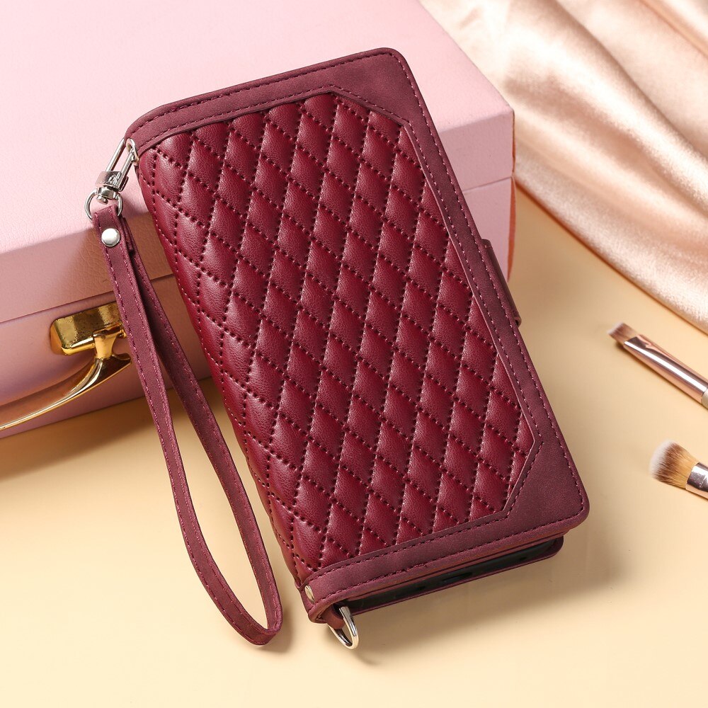iPhone 15 Plus Brieftasche Hülle Quilted Weiß