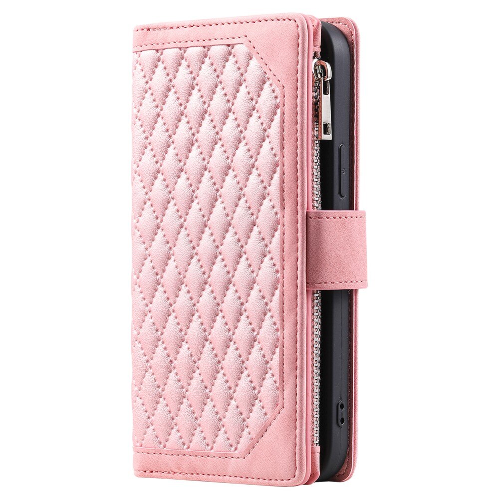 iPhone 15 Plus Brieftasche Hülle Quilted Schwarz