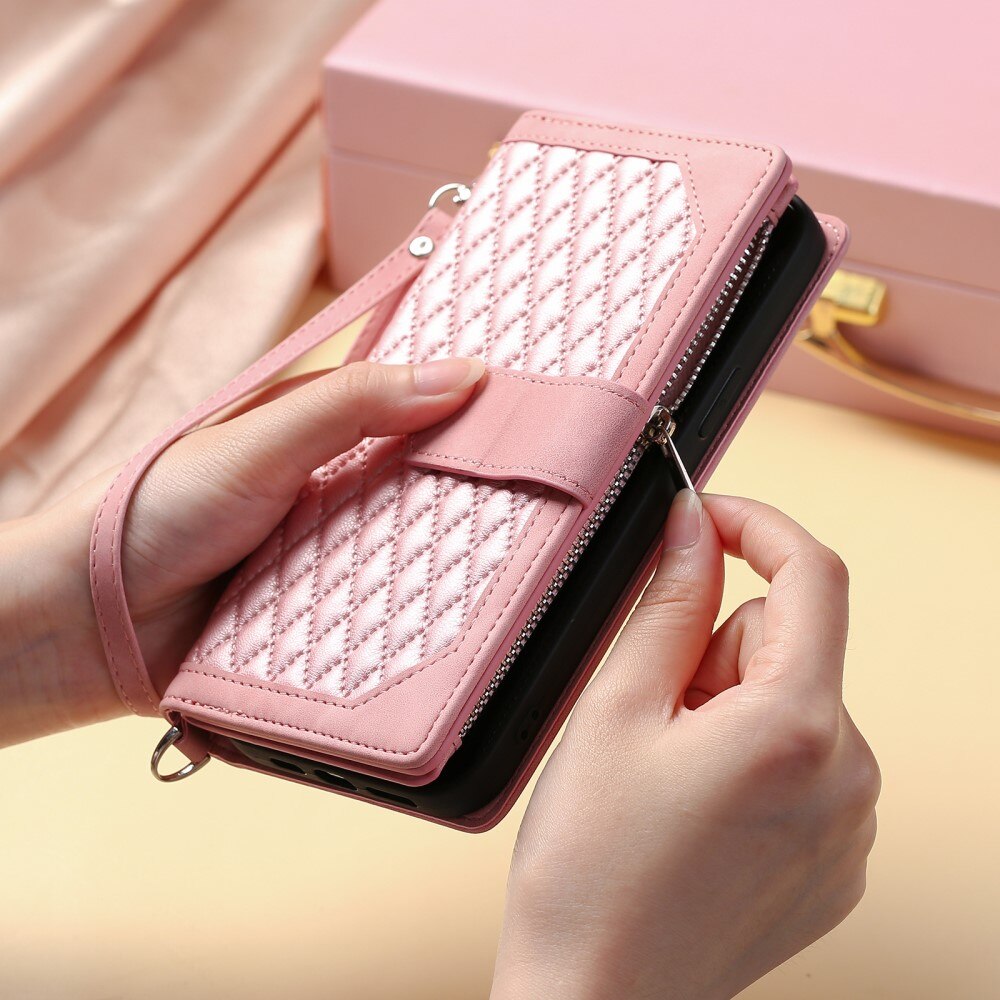 iPhone 15 Plus Brieftasche Hülle Quilted Schwarz