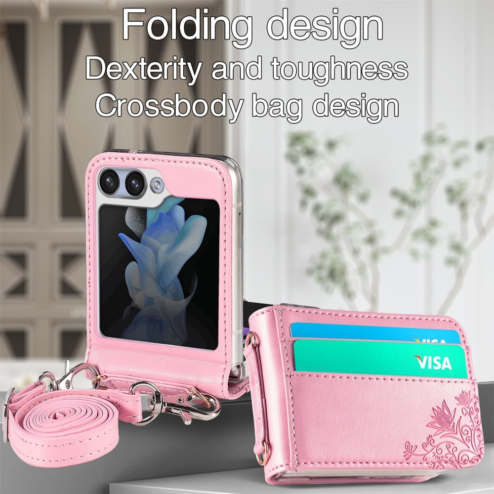 Samsung Galaxy Z Flip 5 Handyhülle mit Schmetterlingsmuster, rosa