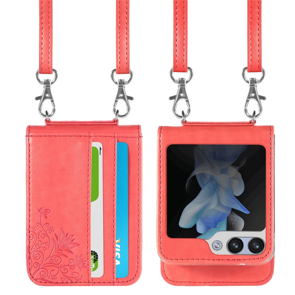 Samsung Galaxy Z Flip 5 Handyhülle mit Schmetterlingsmuster, rot