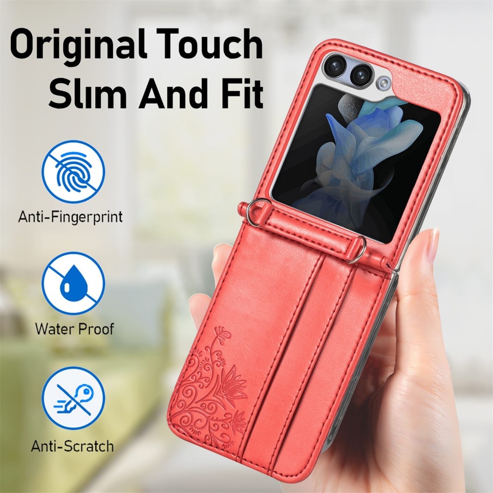 Samsung Galaxy Z Flip 5 Handyhülle mit Schmetterlingsmuster, rot