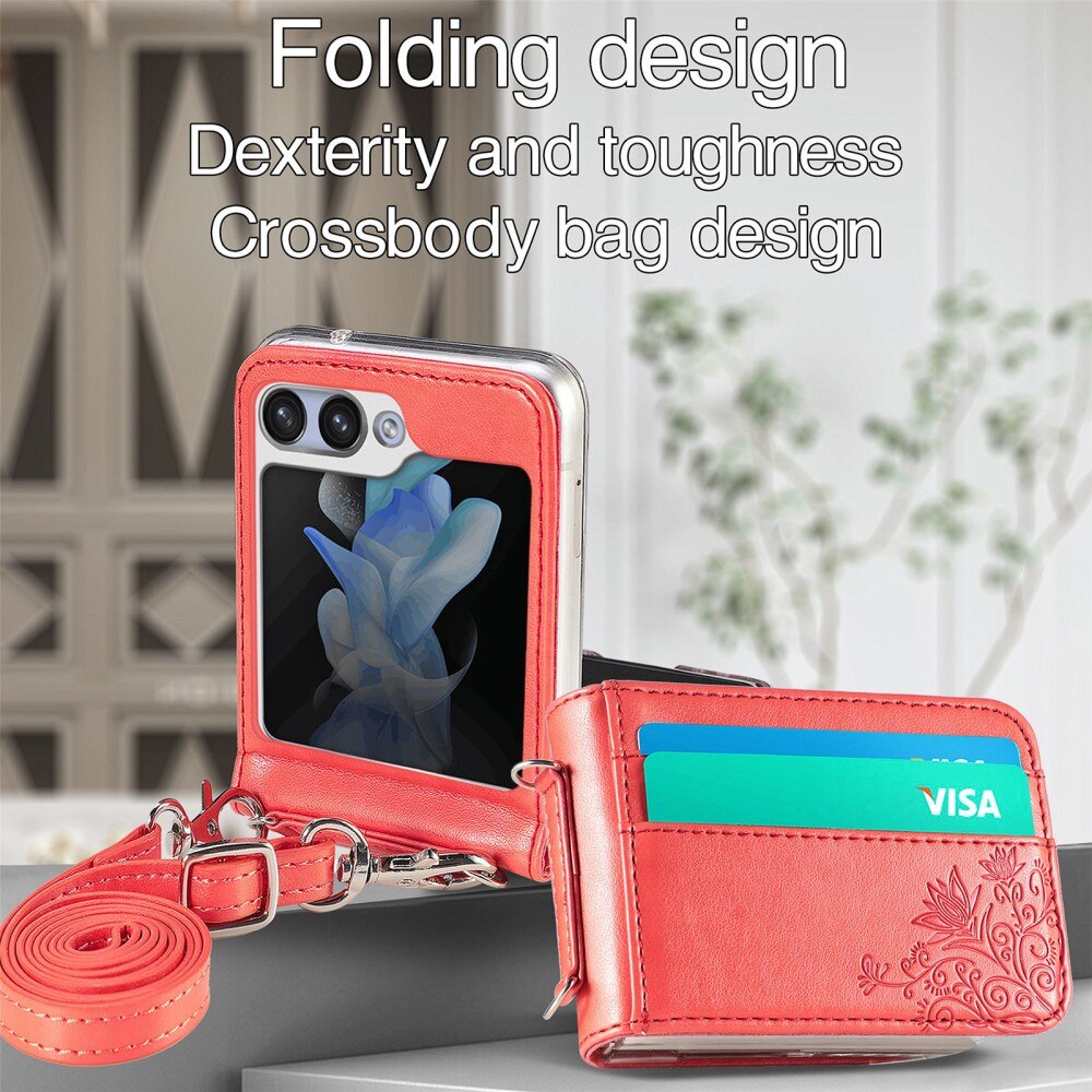 Samsung Galaxy Z Flip 5 Handyhülle mit Schmetterlingsmuster, rot
