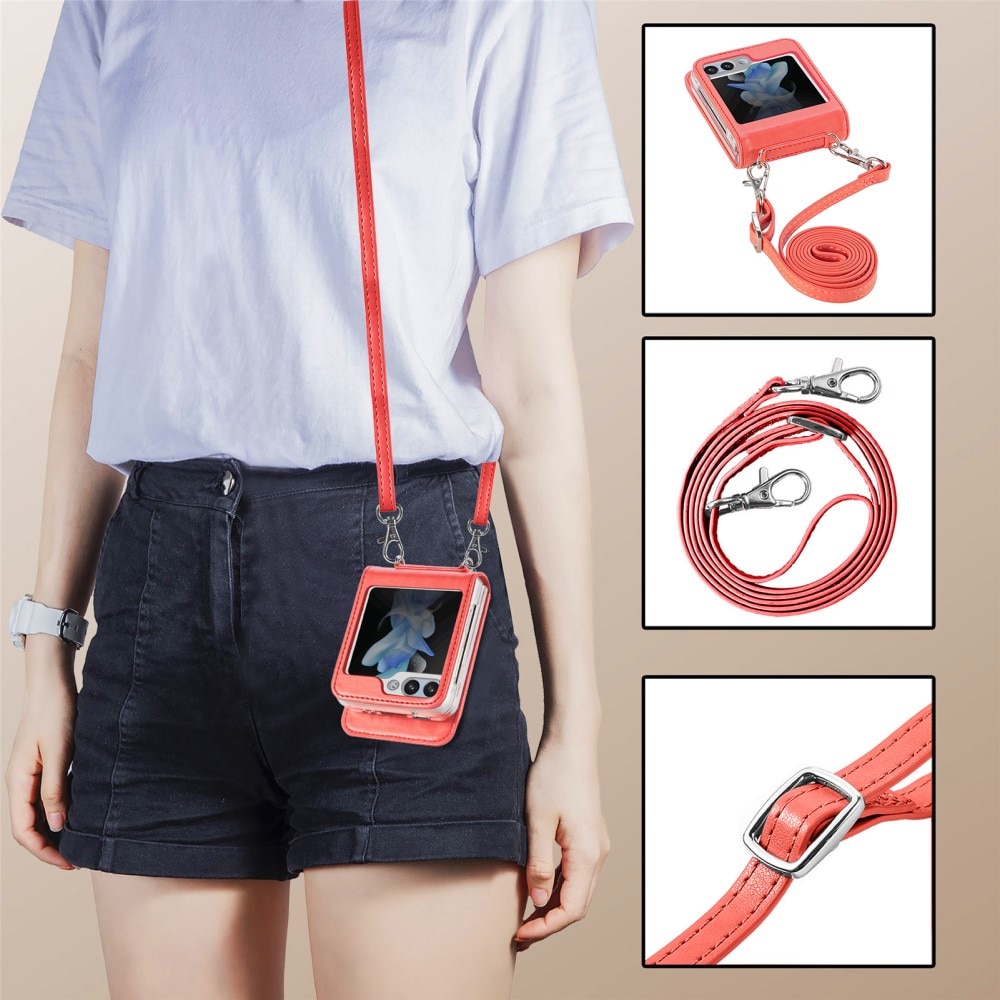 Samsung Galaxy Z Flip 5 Handyhülle mit Schmetterlingsmuster, rot