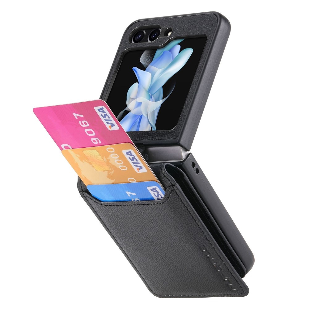 Samsung Galaxy Z Flip 5 Hülle mit Ringhalter + Kartenhalter, schwarz