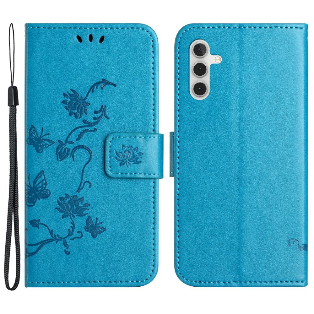 Samsung Galaxy S23 FE Handyhülle mit Schmetterlingsmuster, blau