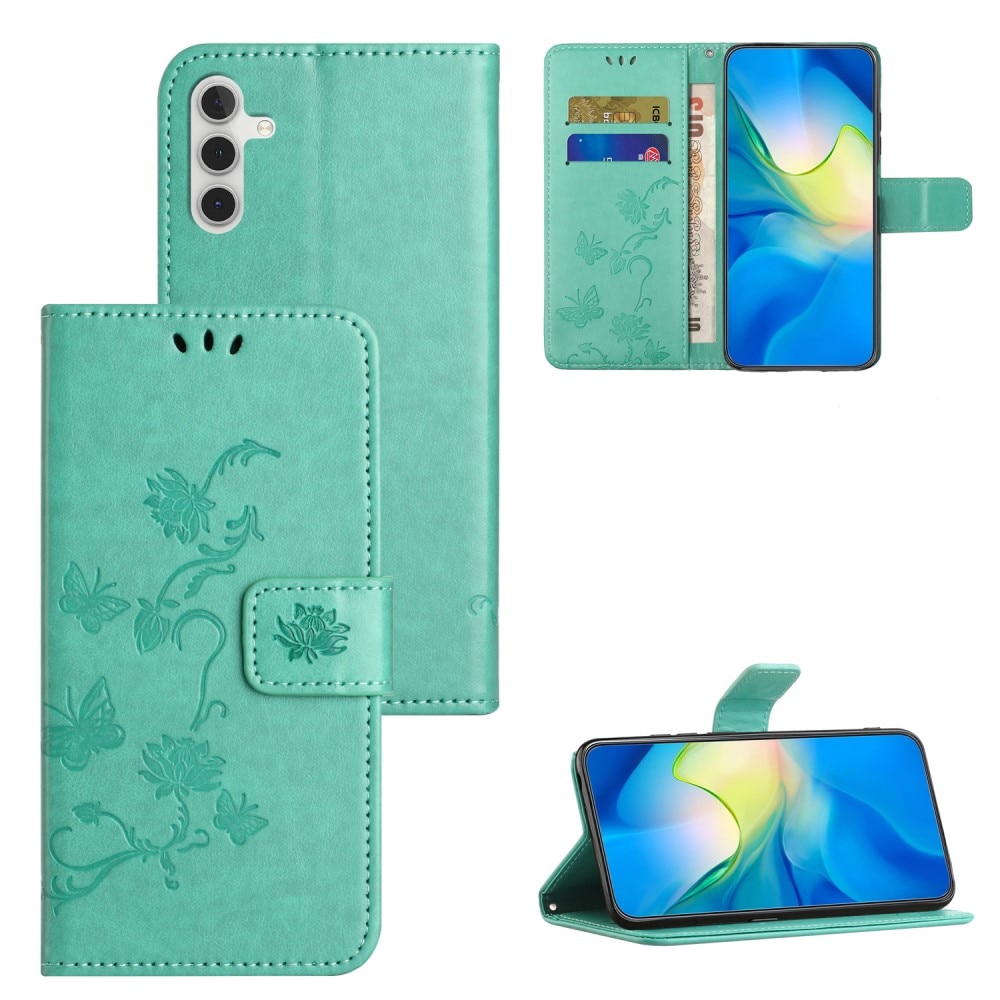 Samsung Galaxy S23 FE Handyhülle mit Schmetterlingsmuster, grün