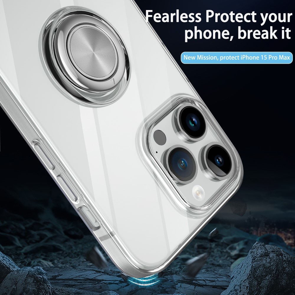 iPhone 15 Pro TPU-Kickstand-Hülle Finger Ring, transparent