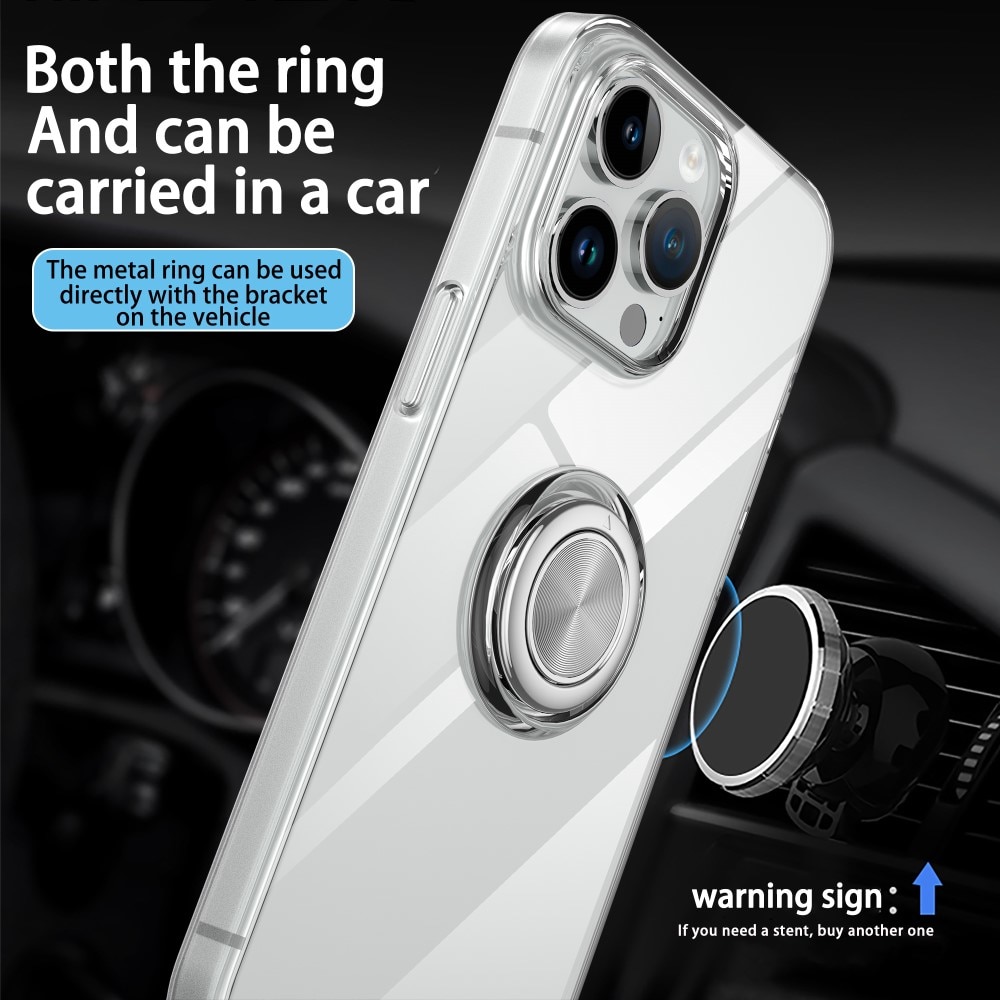 iPhone 15 Plus TPU-Kickstand-Hülle Finger Ring, transparent