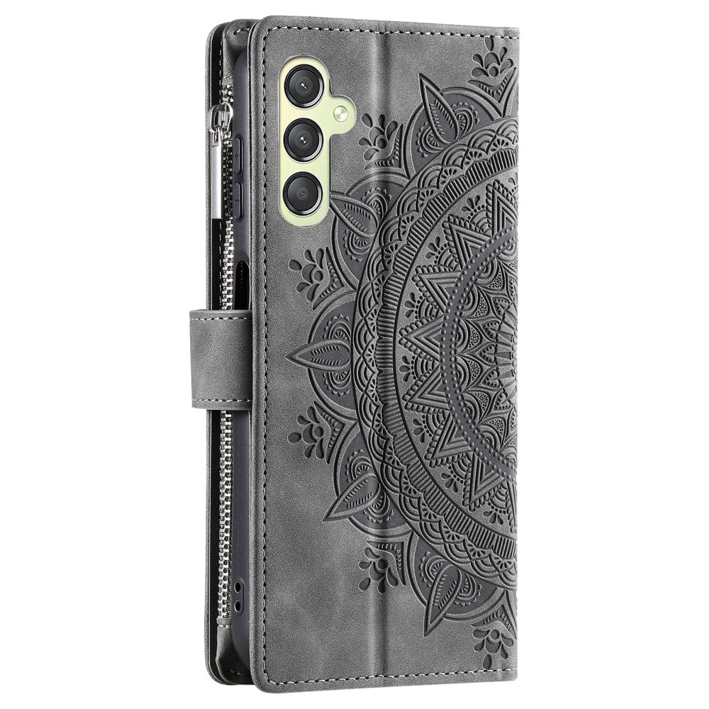 Samsung Galaxy S23 FE Brieftasche Hülle Mandala, grau