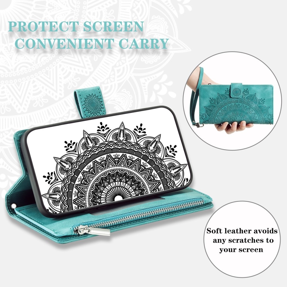 Samsung Galaxy S23 FE Brieftasche Hülle Mandala, grün