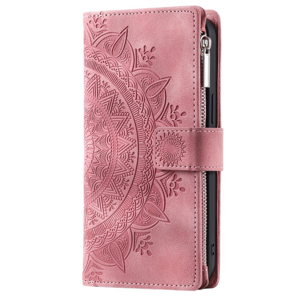 Samsung Galaxy S23 FE Brieftasche Hülle Mandala, rosa