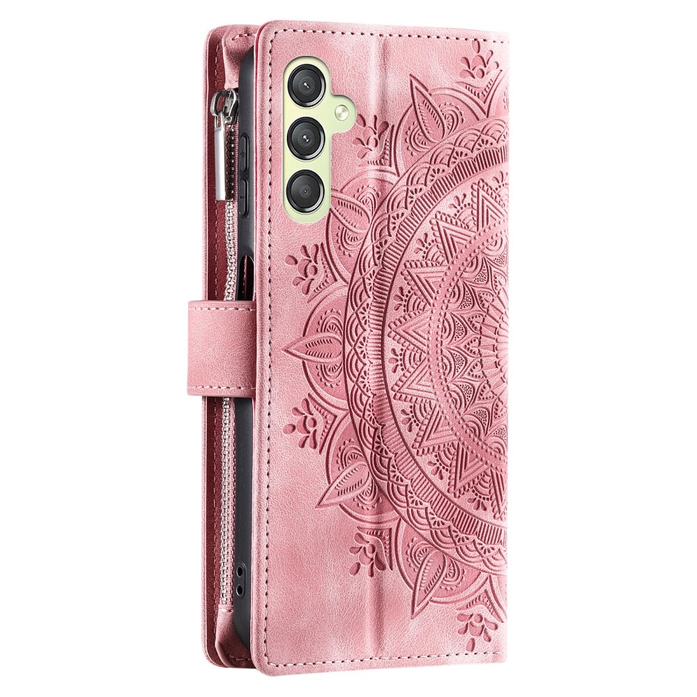 Samsung Galaxy S23 FE Brieftasche Hülle Mandala, rosa