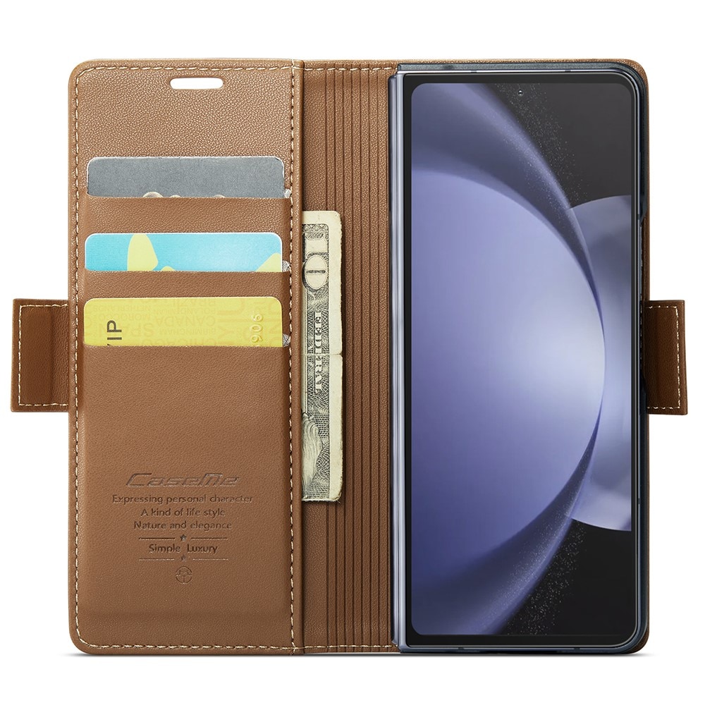 RFID-geschützte Slim Portemonnaie-Hülle Samsung Galaxy Z Fold 5 braun
