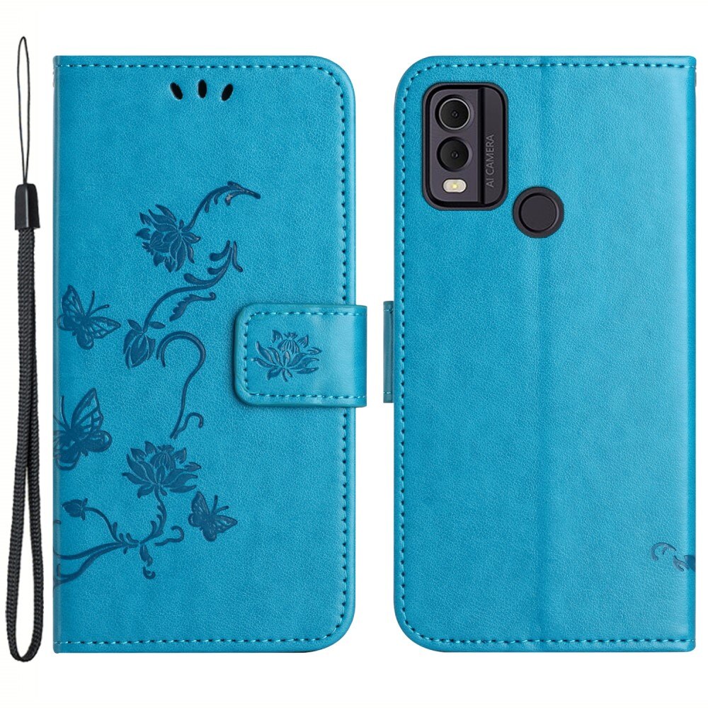  Nokia C22 Handyhülle mit Schmetterlingsmuster, Blau