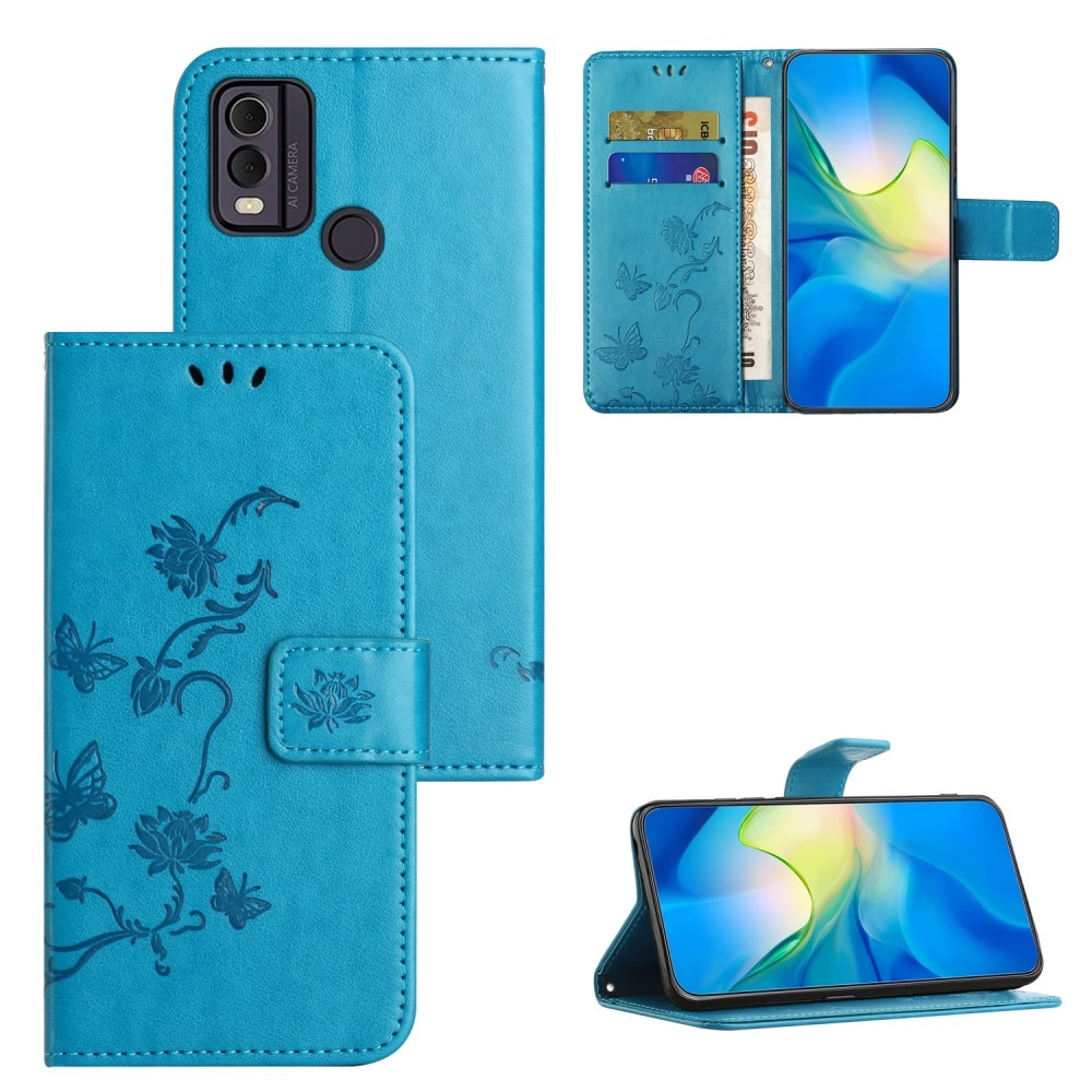  Nokia C22 Handyhülle mit Schmetterlingsmuster, Blau