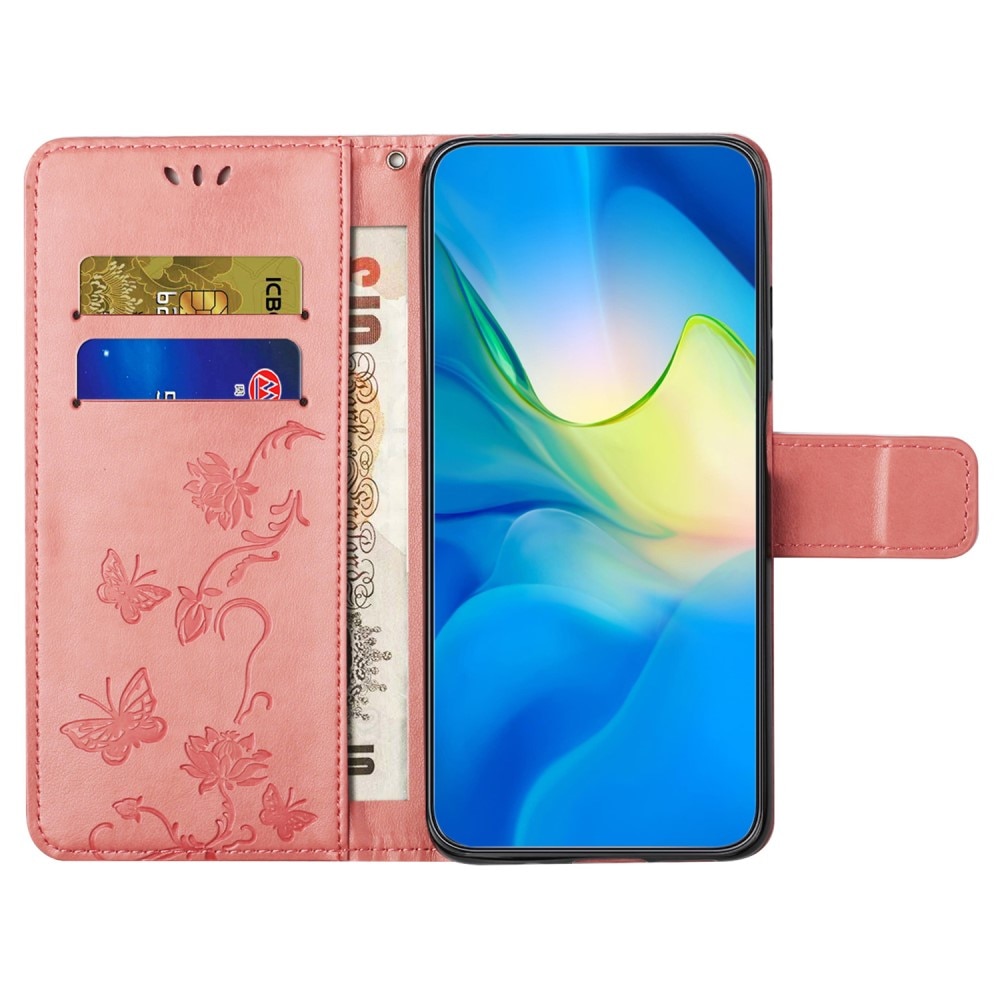 Nokia C32 Handyhülle mit Schmetterlingsmuster, rosa