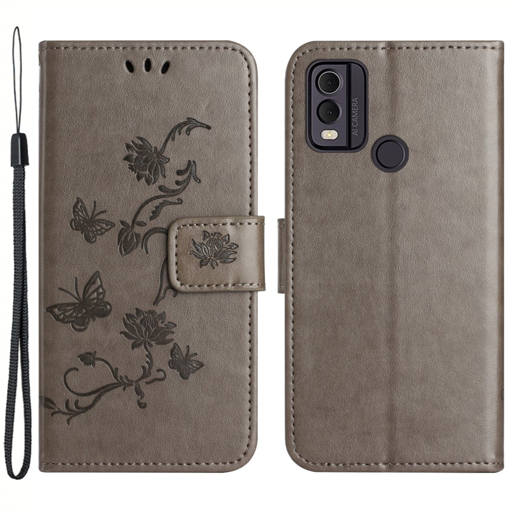  Nokia C22 Handyhülle mit Schmetterlingsmuster, Grau