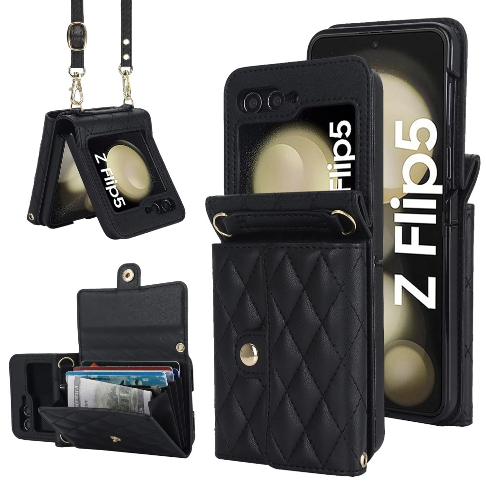 Samsung Galaxy Z Flip 5 RFID-geschützte Brieftasche Hülle Quilted schwarz
