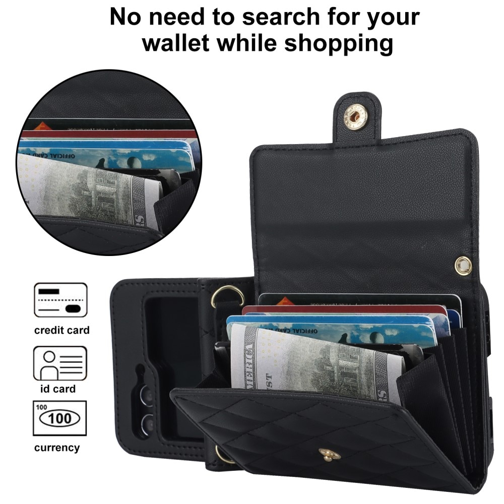 Samsung Galaxy Z Flip 5 RFID-geschützte Brieftasche Hülle Quilted schwarz
