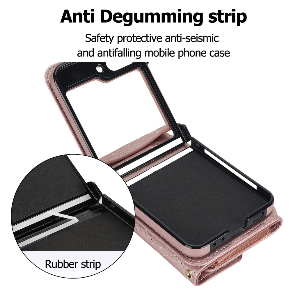 Samsung Galaxy Z Flip 5 RFID-geschützte Brieftasche Hülle Quilted roségold