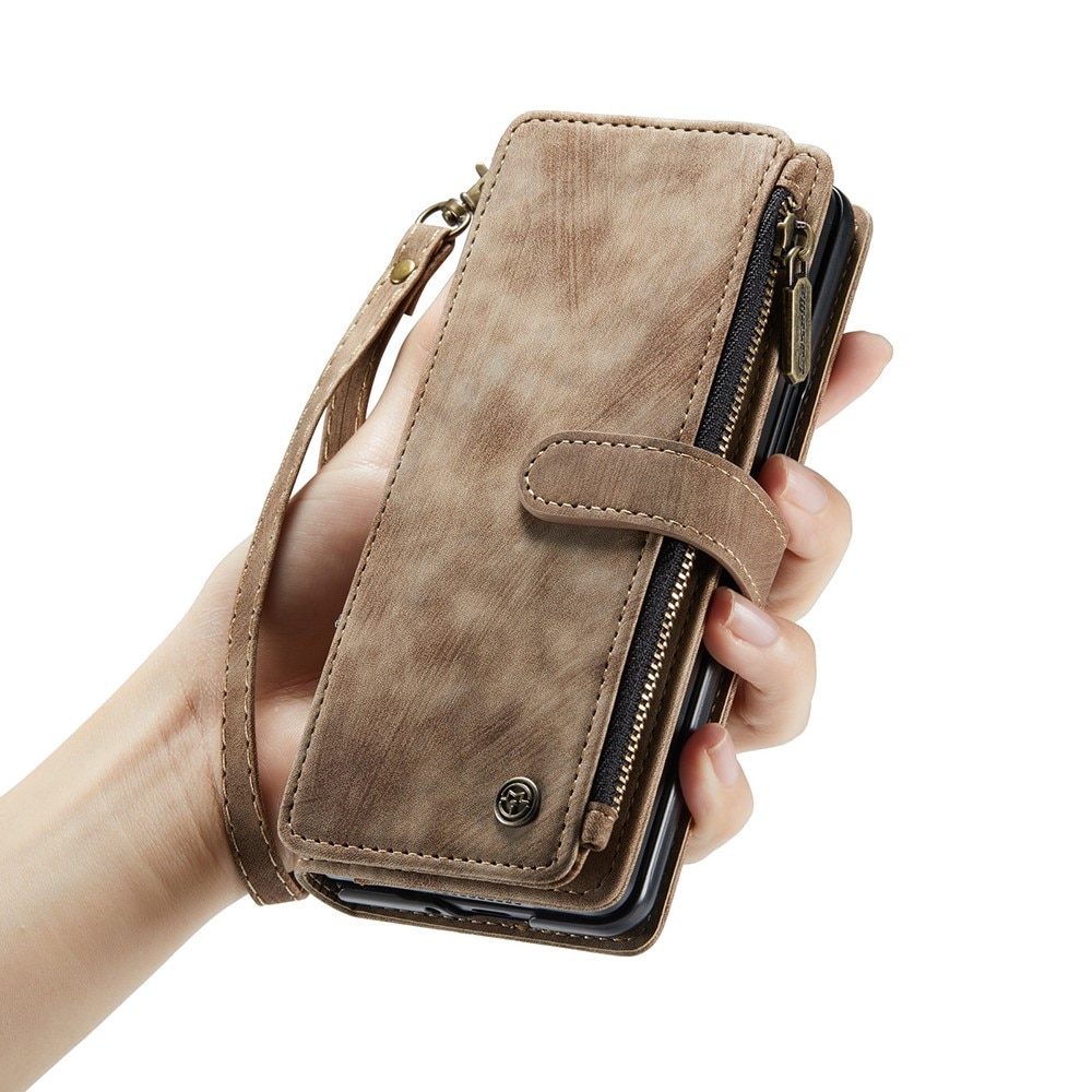 Zipper Portemonnaie-Hülle Samsung Galaxy Z Fold 5 braun