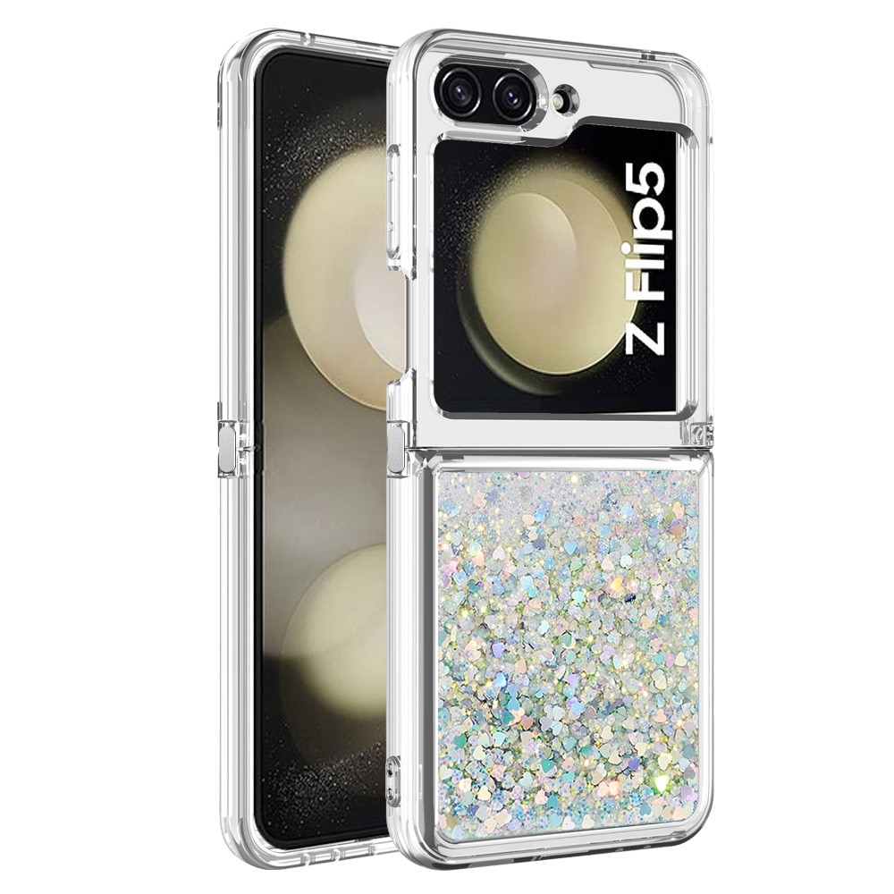 Samsung Galaxy Z Flip 5 Glitter Powder TPU Handyhülle silber