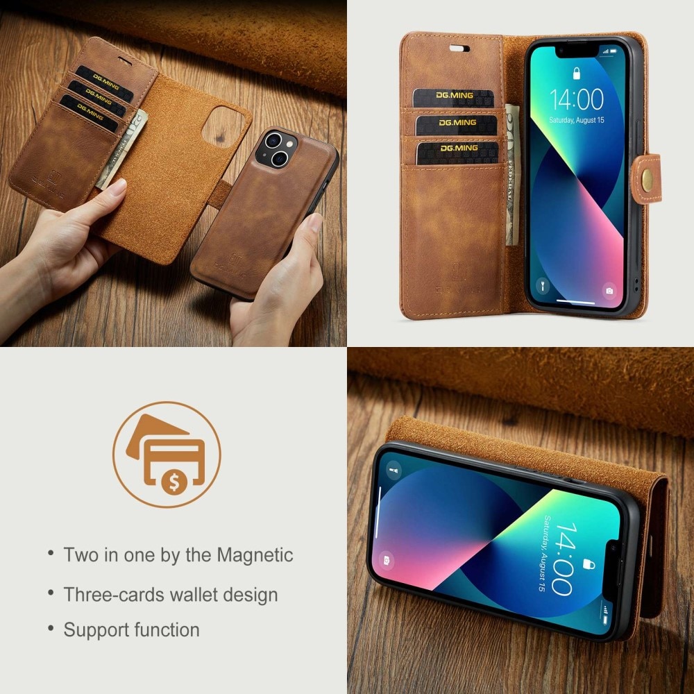 Handytasche Magnetische iPhone 15 Plus Cognac