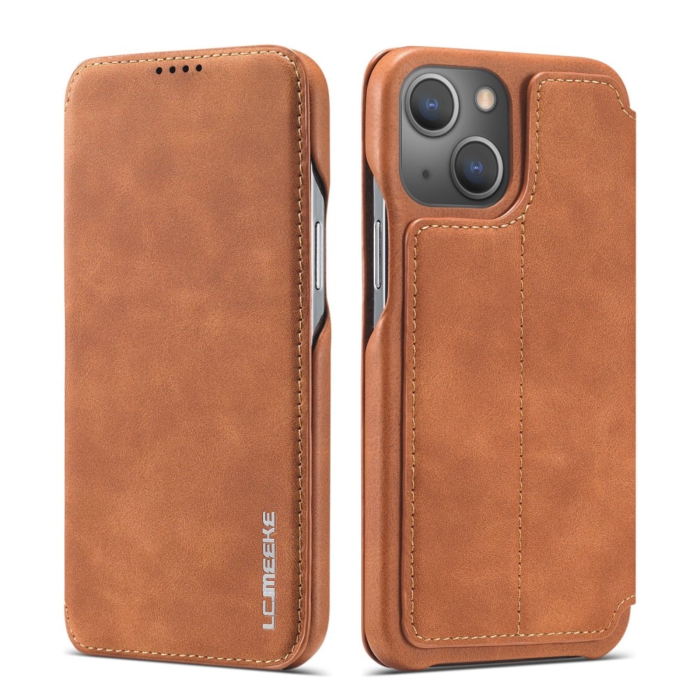 Slim Portemonnaie-Hülle iPhone 15 cognac