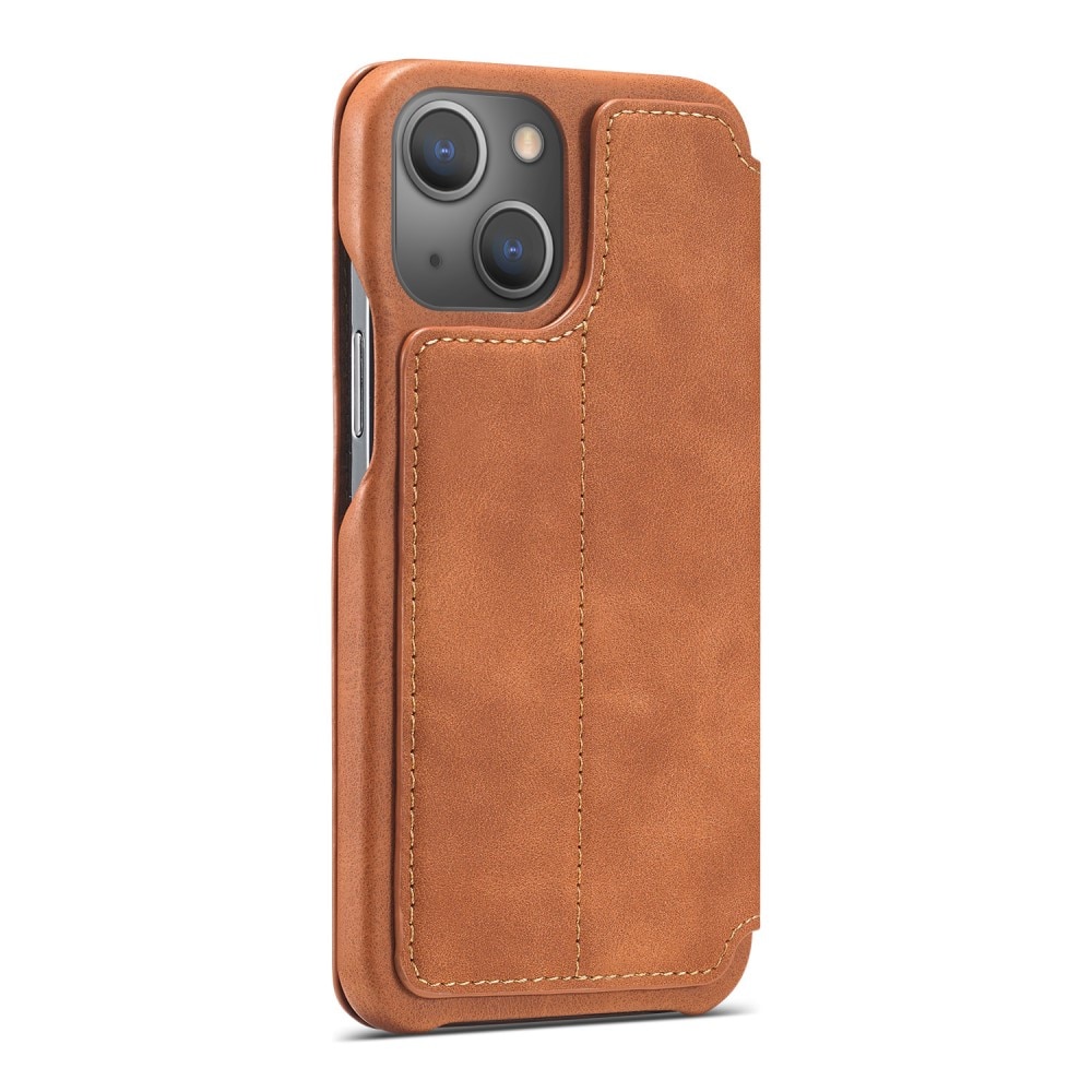 Slim Portemonnaie-Hülle iPhone 15 Plus cognac