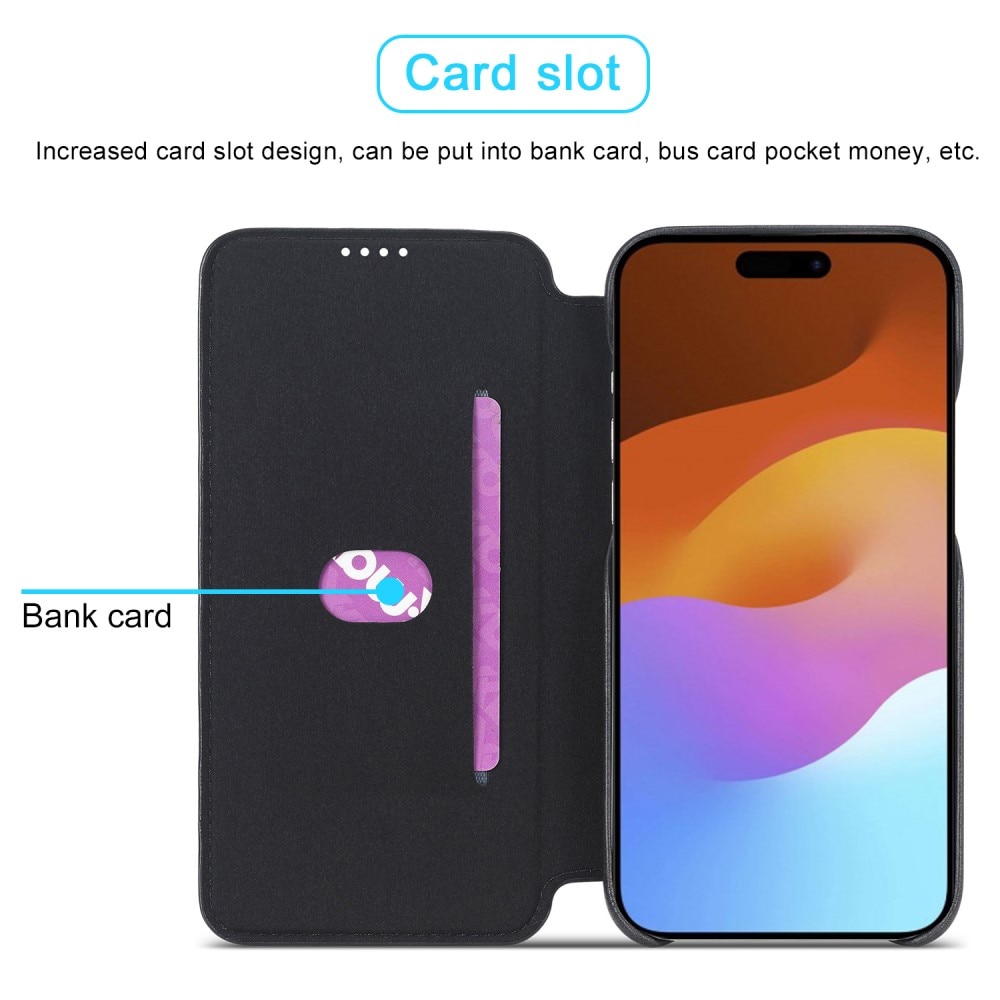 Slim Portemonnaie-Hülle iPhone 15 Plus schwarz