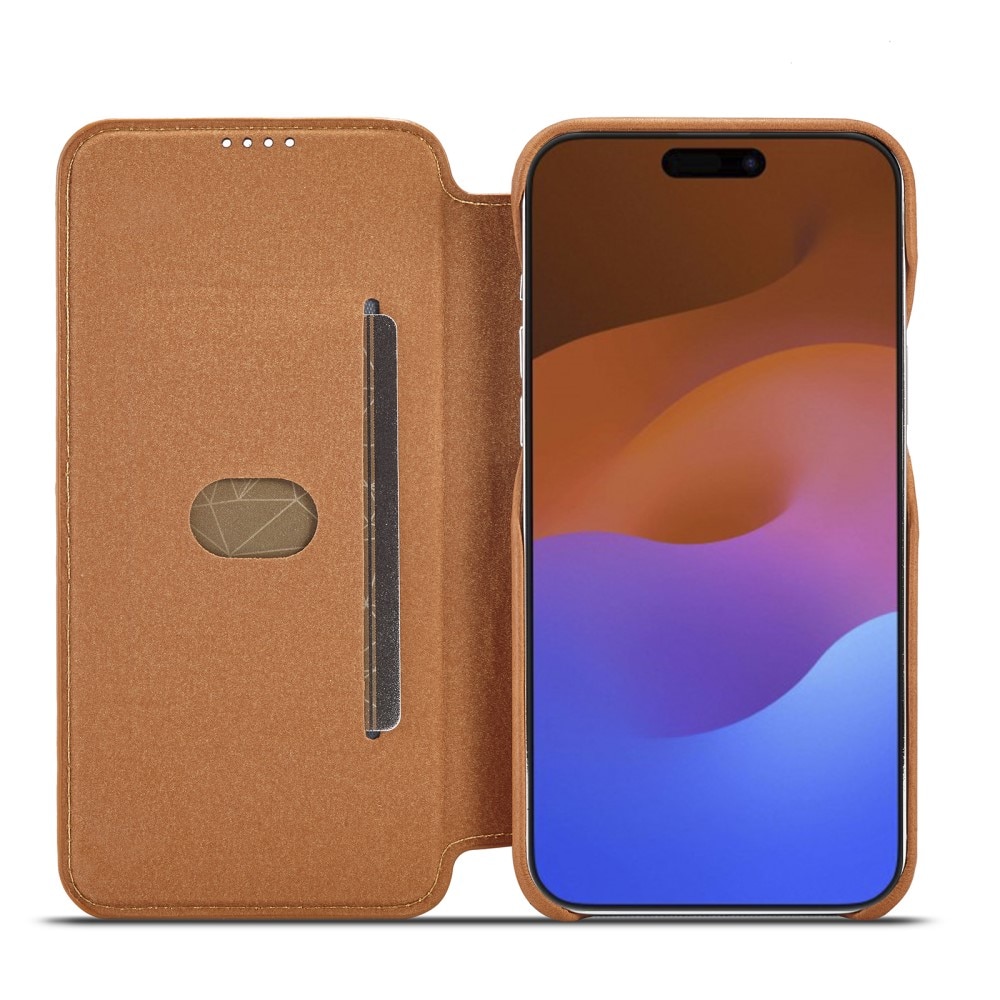 Slim Portemonnaie-Hülle iPhone 15 Pro Max cognac