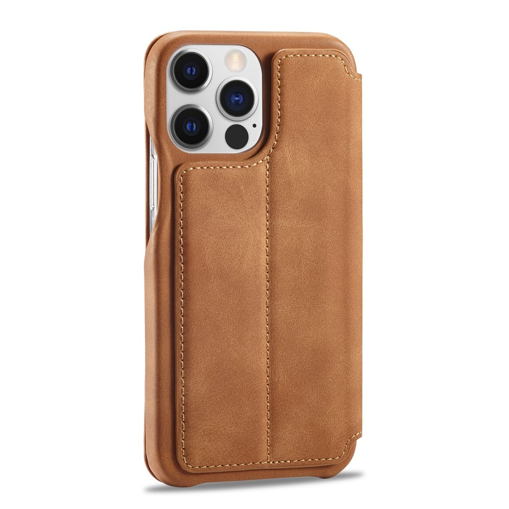 Slim Portemonnaie-Hülle iPhone 15 Pro cognac
