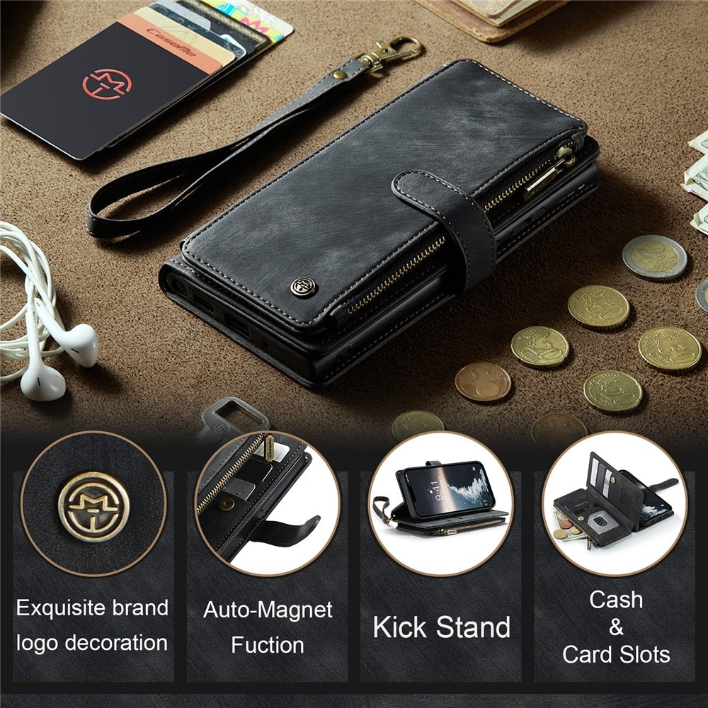 Zipper Portemonnaie-Hülle iPhone 15 Plus schwarz