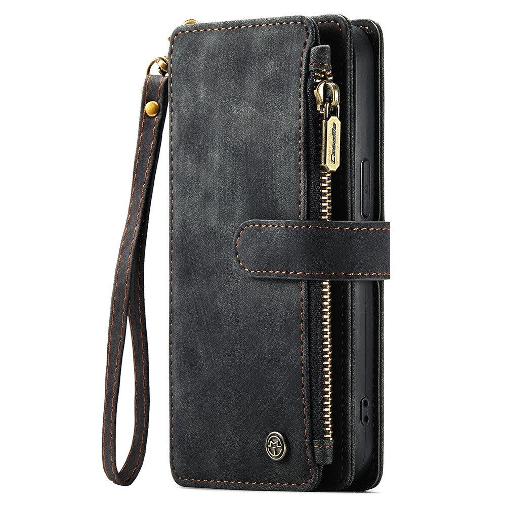 Zipper Portemonnaie-Hülle iPhone 15 Schwarz