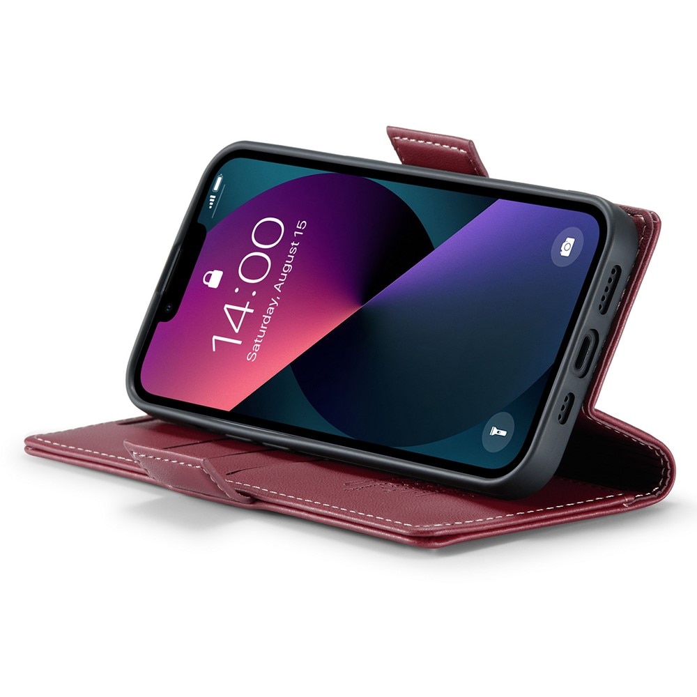 RFID-geschützte Slim Portemonnaie-Hülle iPhone 15 Rot