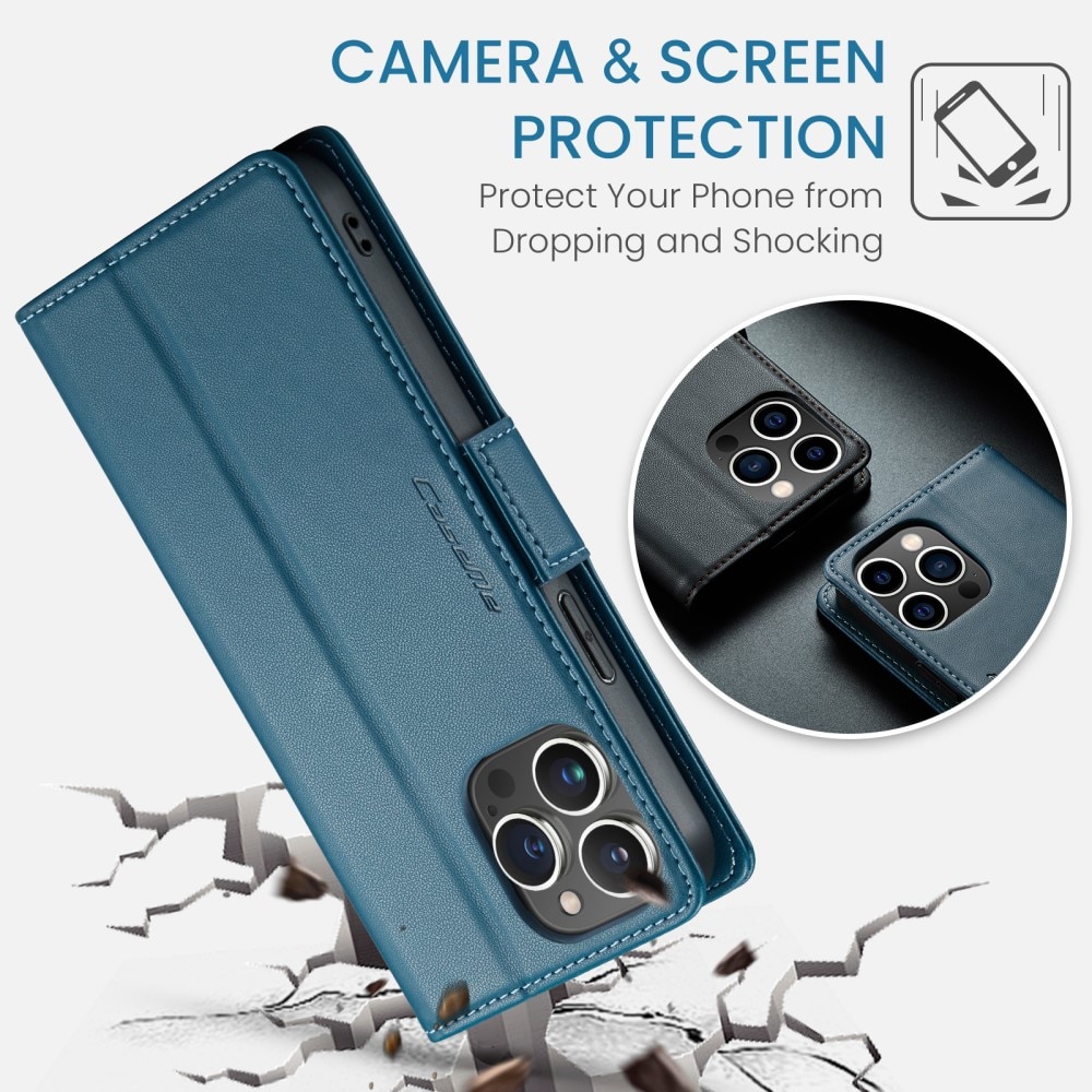 RFID-geschützte Slim Portemonnaie-Hülle iPhone 15 Pro blau