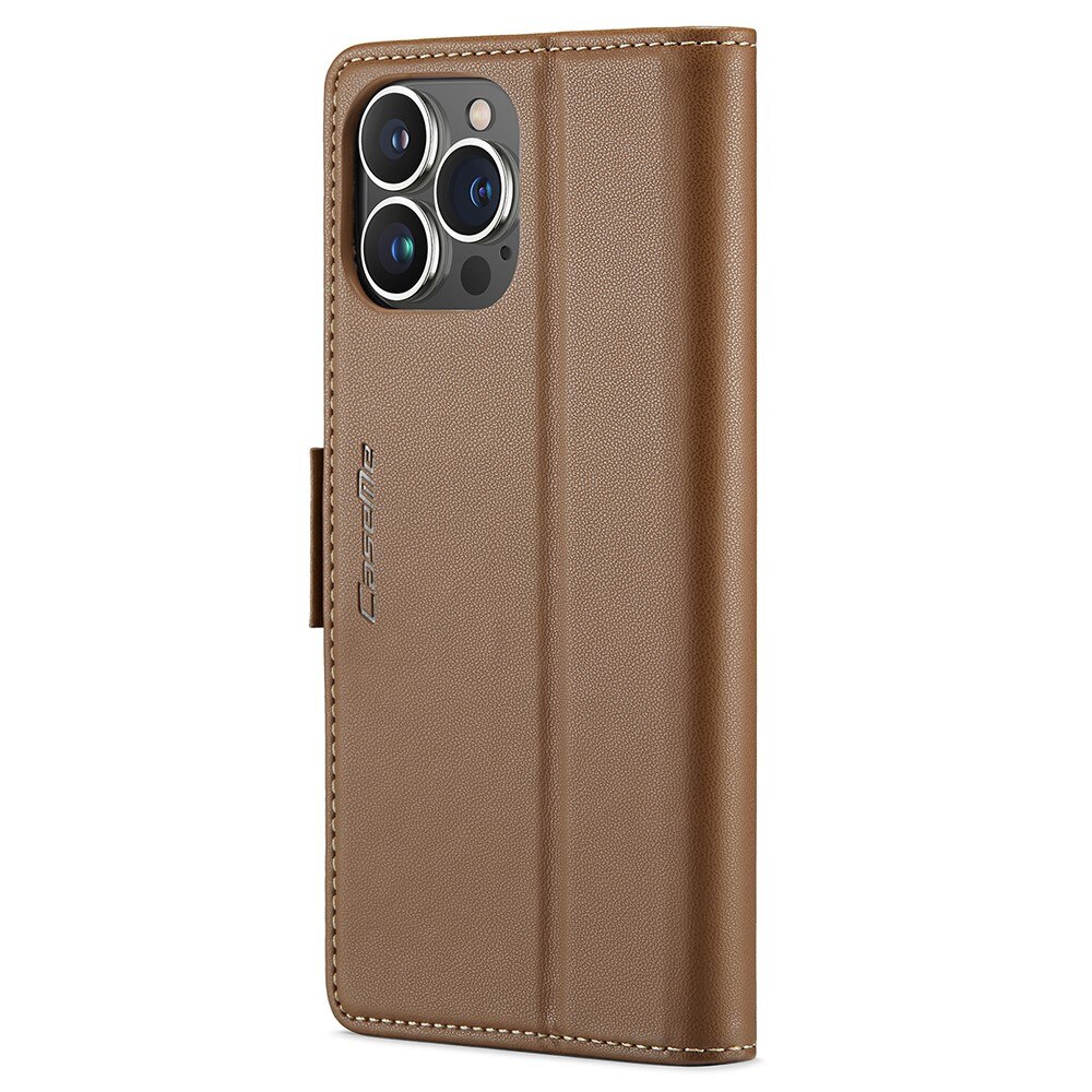 RFID-geschützte Slim Portemonnaie-Hülle iPhone 15 Pro Max Braun