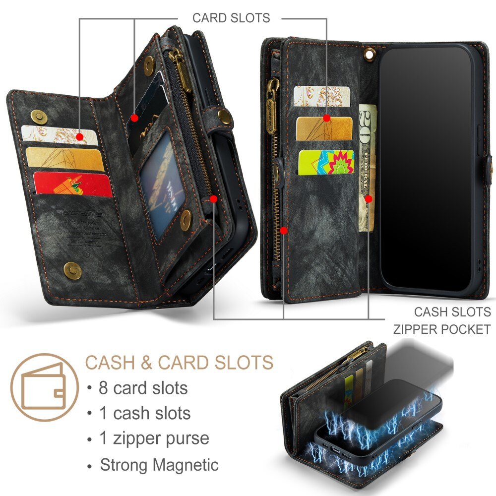 Multi-slot Portemonnaie-Hülle iPhone 15 Pro Max Grau