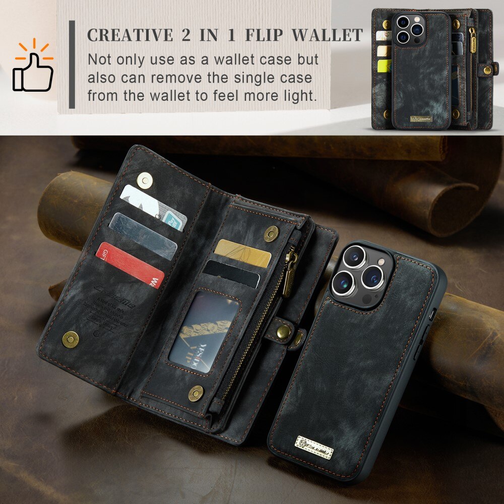 Multi-slot Portemonnaie-Hülle iPhone 15 Pro Max Grau