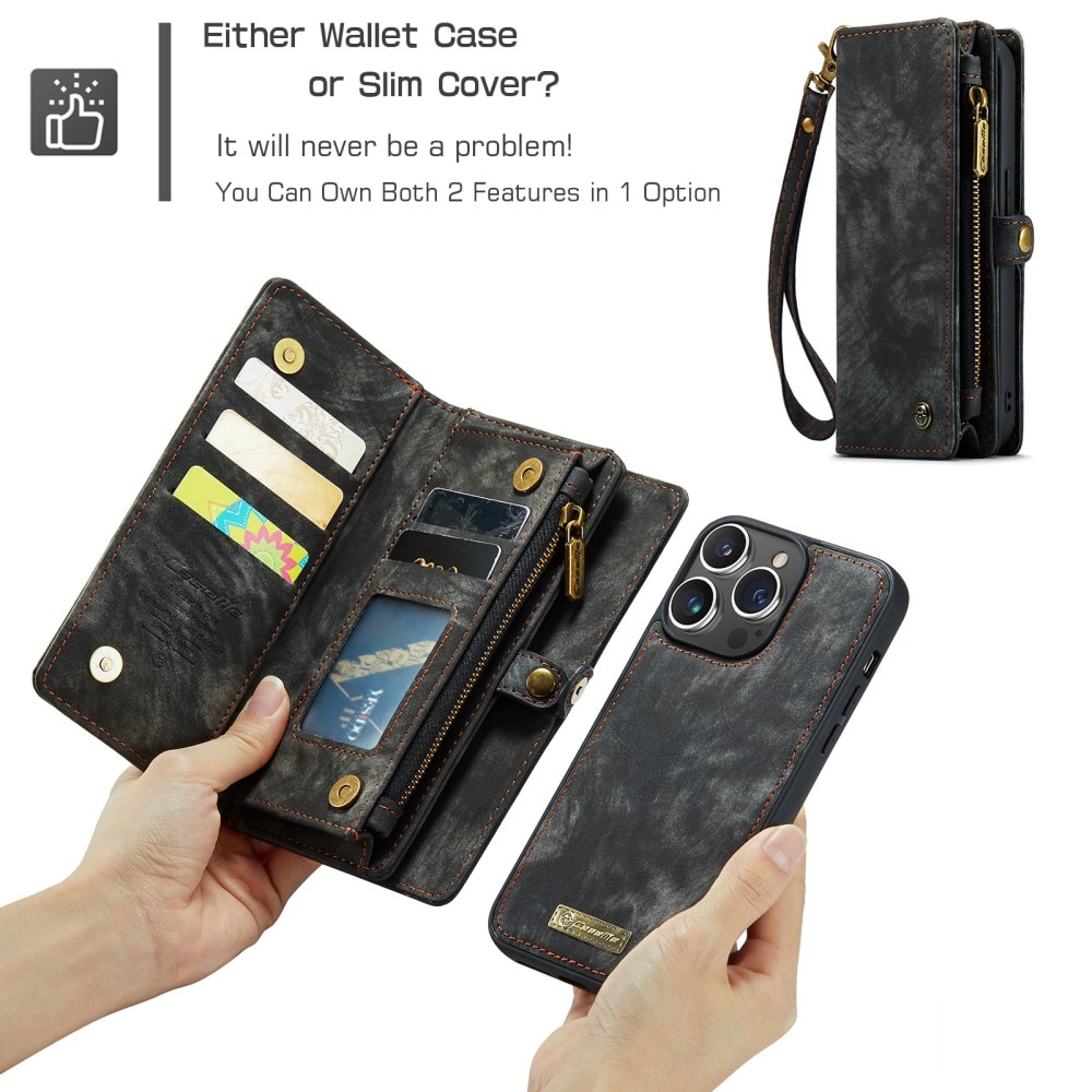 Multi-slot Portemonnaie-Hülle iPhone 15 Pro Max grau