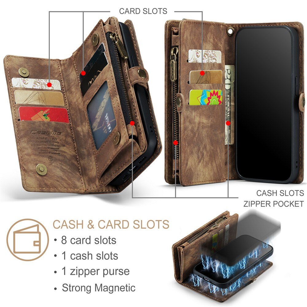 Multi-slot Portemonnaie-Hülle iPhone 15 Pro Max Braun
