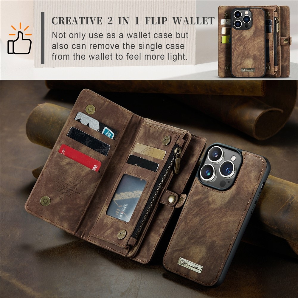 Multi-slot Portemonnaie-Hülle iPhone 15 Pro Max braun