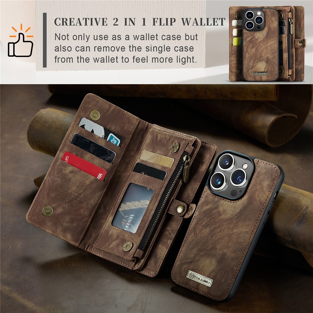 Multi-slot Portemonnaie-Hülle iPhone 15 Pro Max Braun