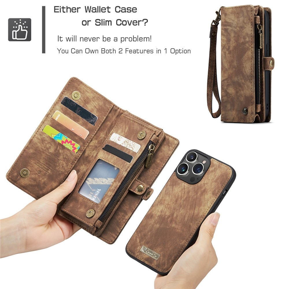 Multi-slot Portemonnaie-Hülle iPhone 15 Pro Max Braun