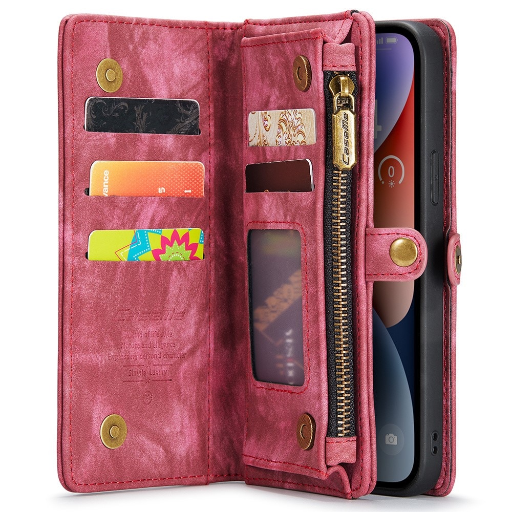 Multi-slot Portemonnaie-Hülle iPhone 15 Pro Max rot
