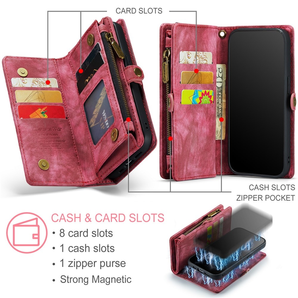 Multi-slot Portemonnaie-Hülle iPhone 15 Pro Max rot