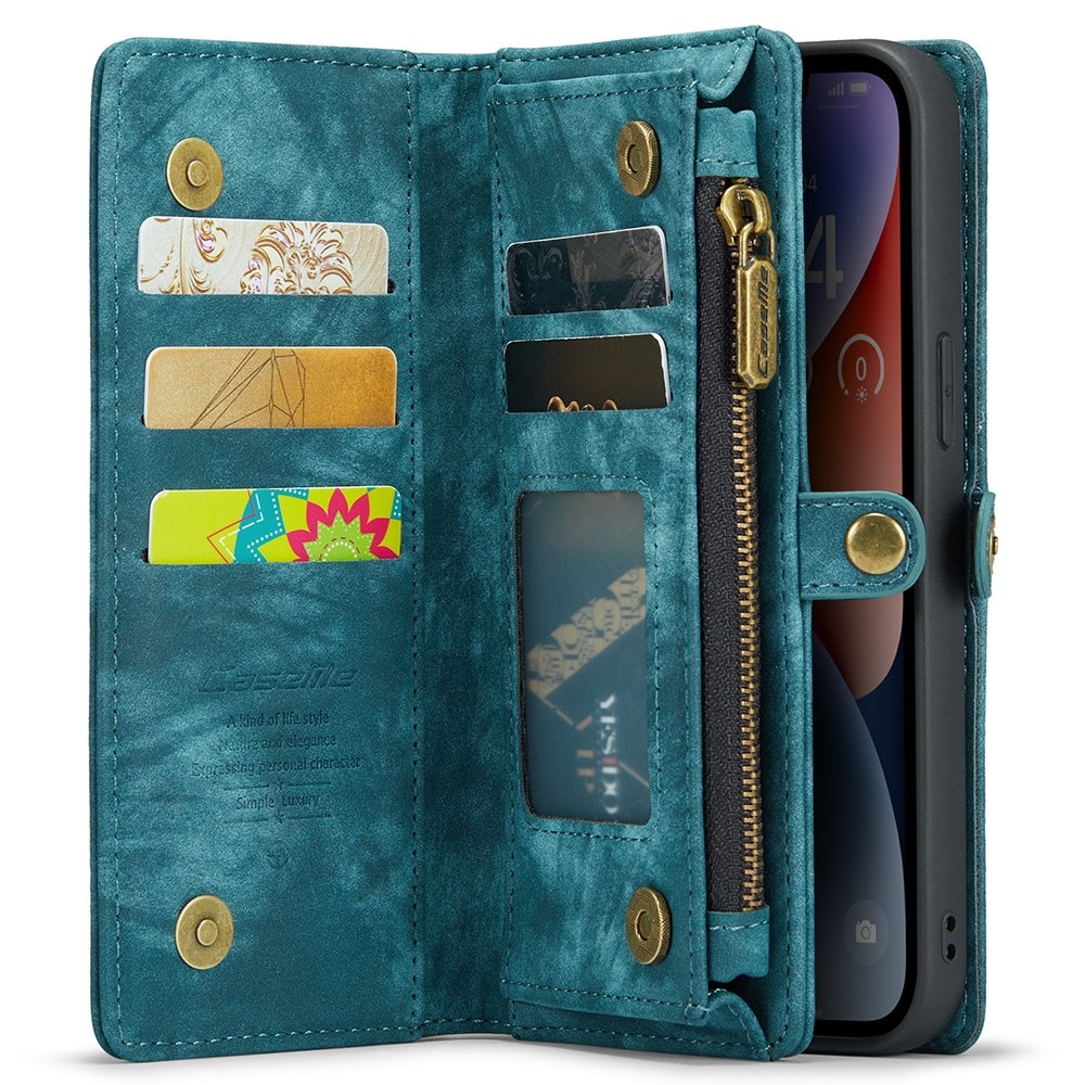 Multi-slot Portemonnaie-Hülle iPhone 15 Pro blau