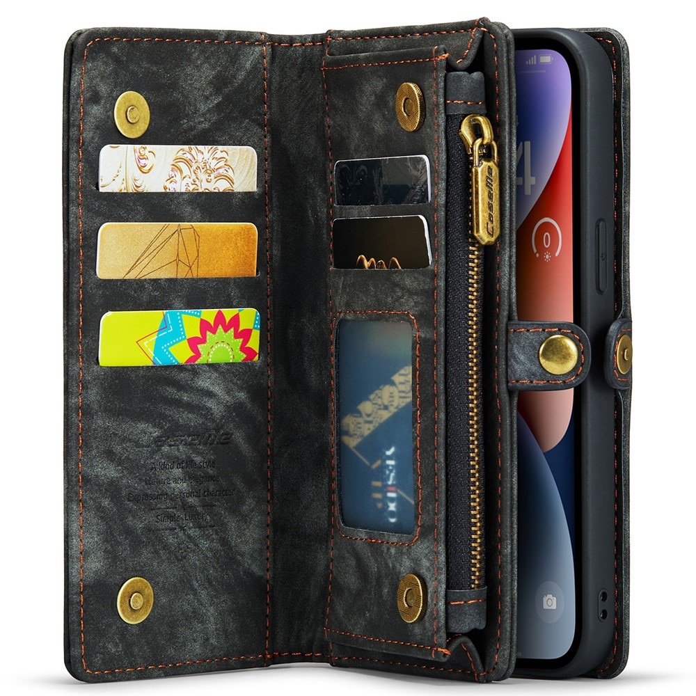 Multi-slot Portemonnaie-Hülle iPhone 15 grau